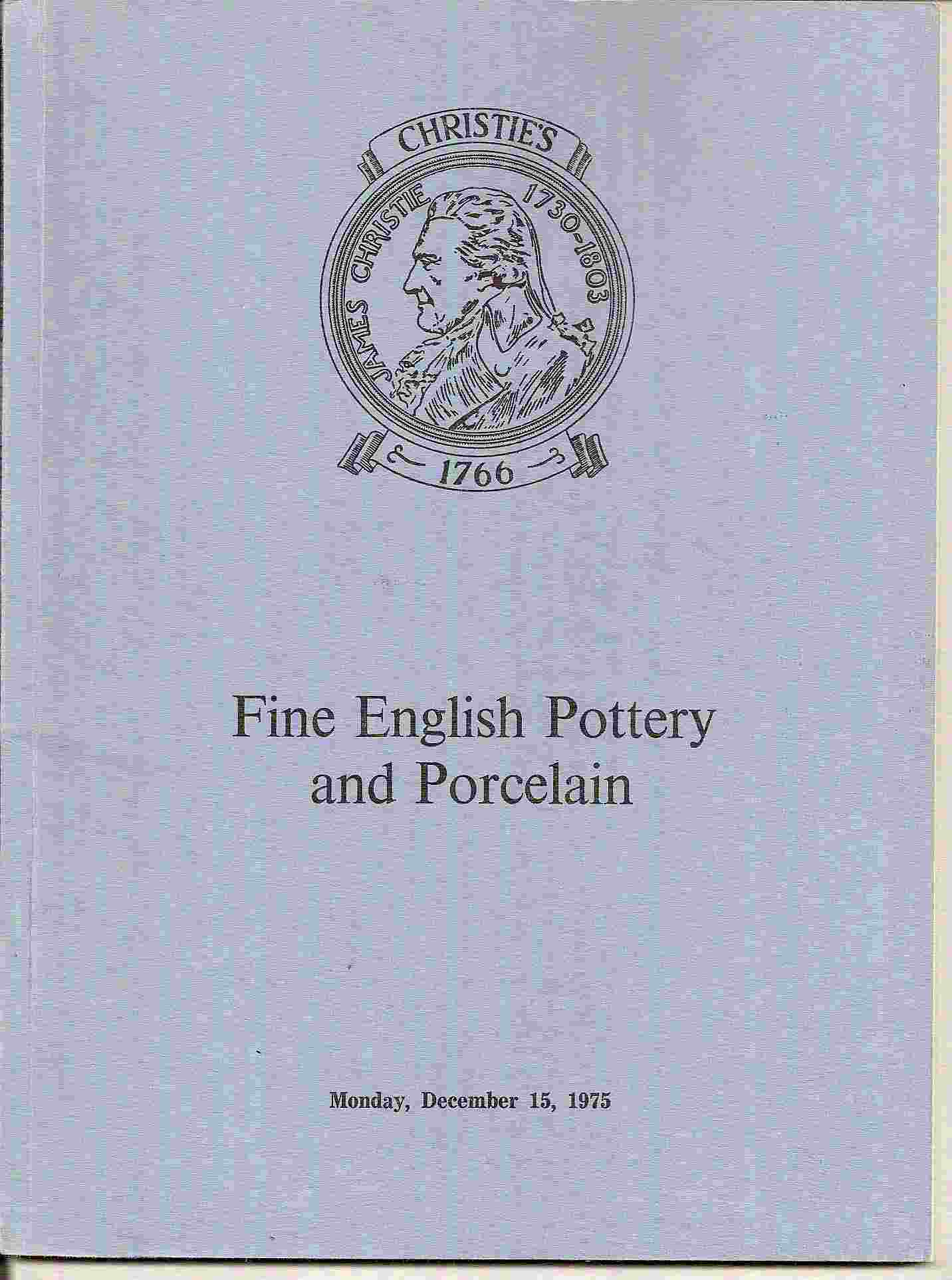 Image for Catalogue of FINE ENGLISH POTTERY & PORCELAIN