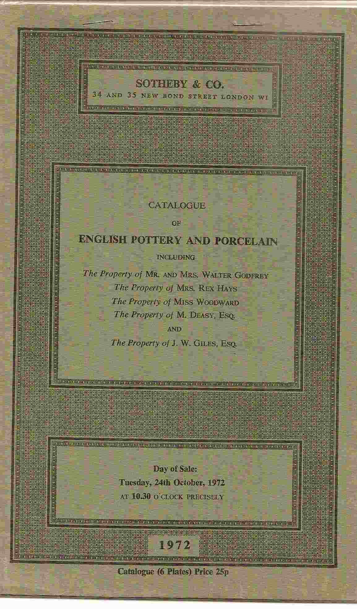 Image for Catalogue of ENGLISH POTTERY & PORCELAIN