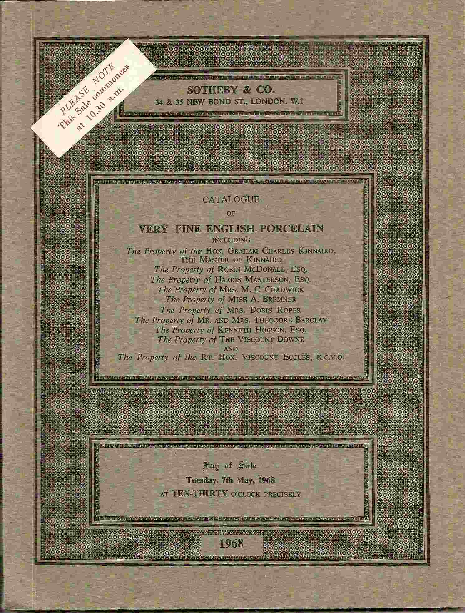 Image for Catalogue of VERY FINE ENGLISH PORCELAIN