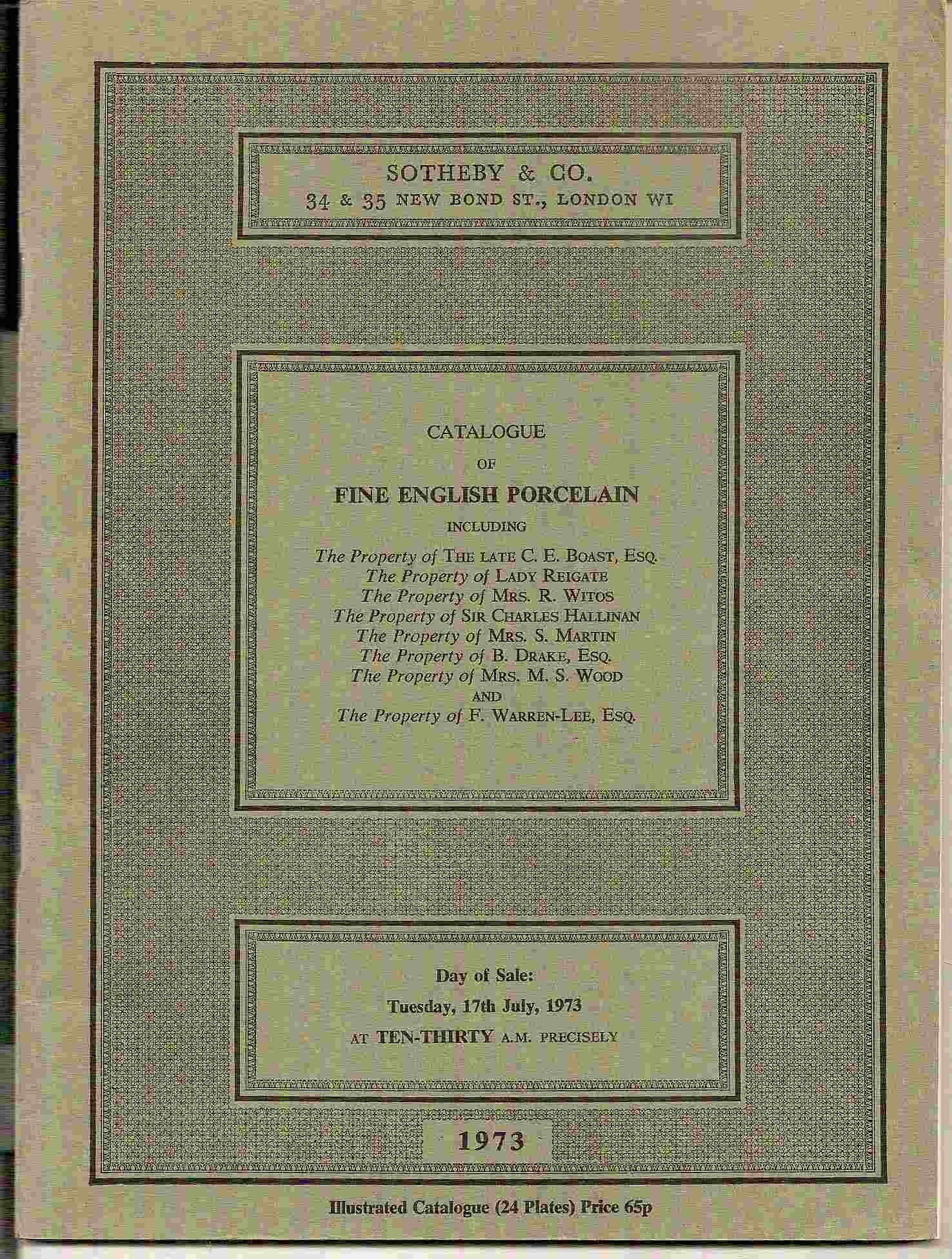 Image for Catalogue of FINE ENGLISH PORCELAIN