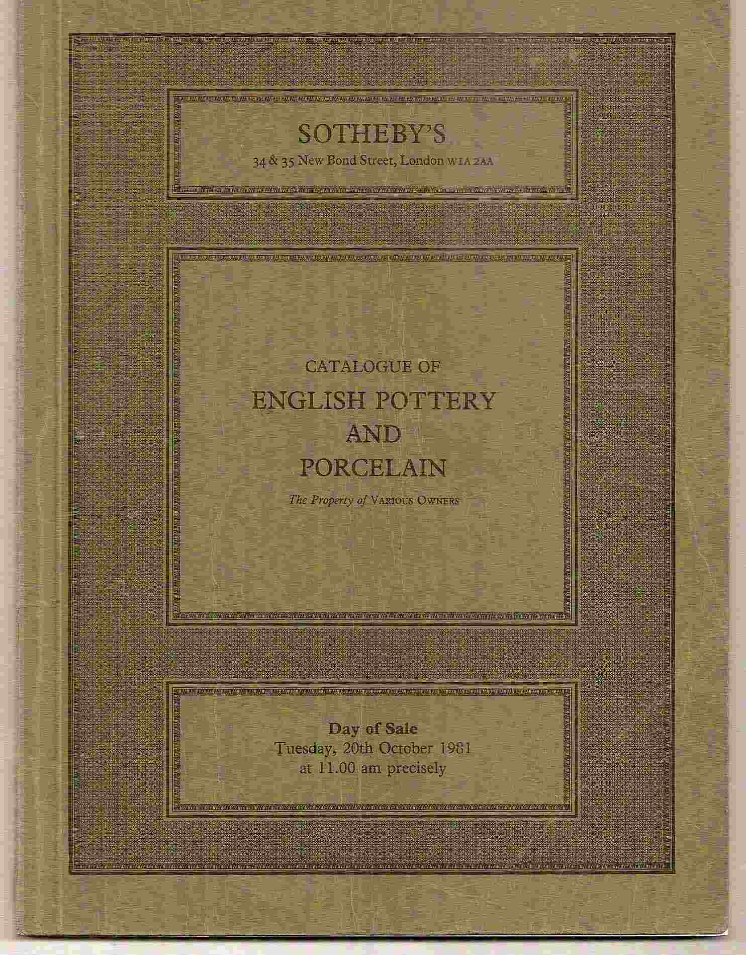 Image for Catalogue of ENGLISH POTTERY & PORCELAIN