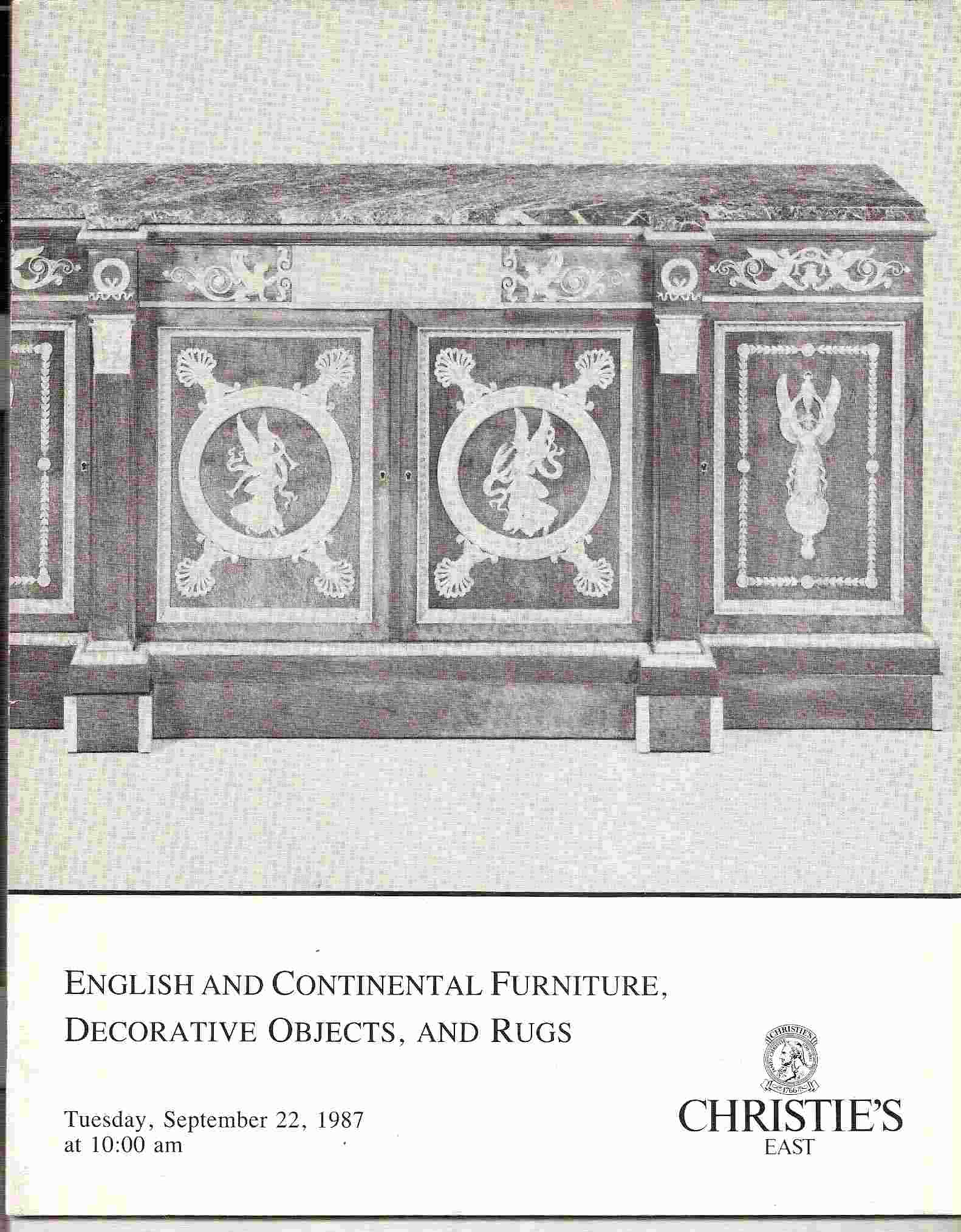 Image for Tuesday, September 22, 1987; ENGLISH & CONTINENTAL FURNITURE, DECORATIVE OBJECTS, & RUGS