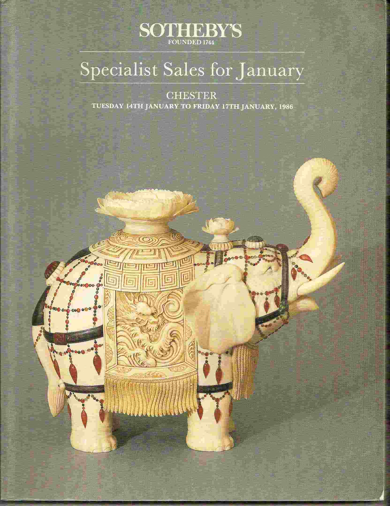 Image for SPECIALIST SALES FOR JANUARY Tuesday 14th January to Friday 17th January, 1986