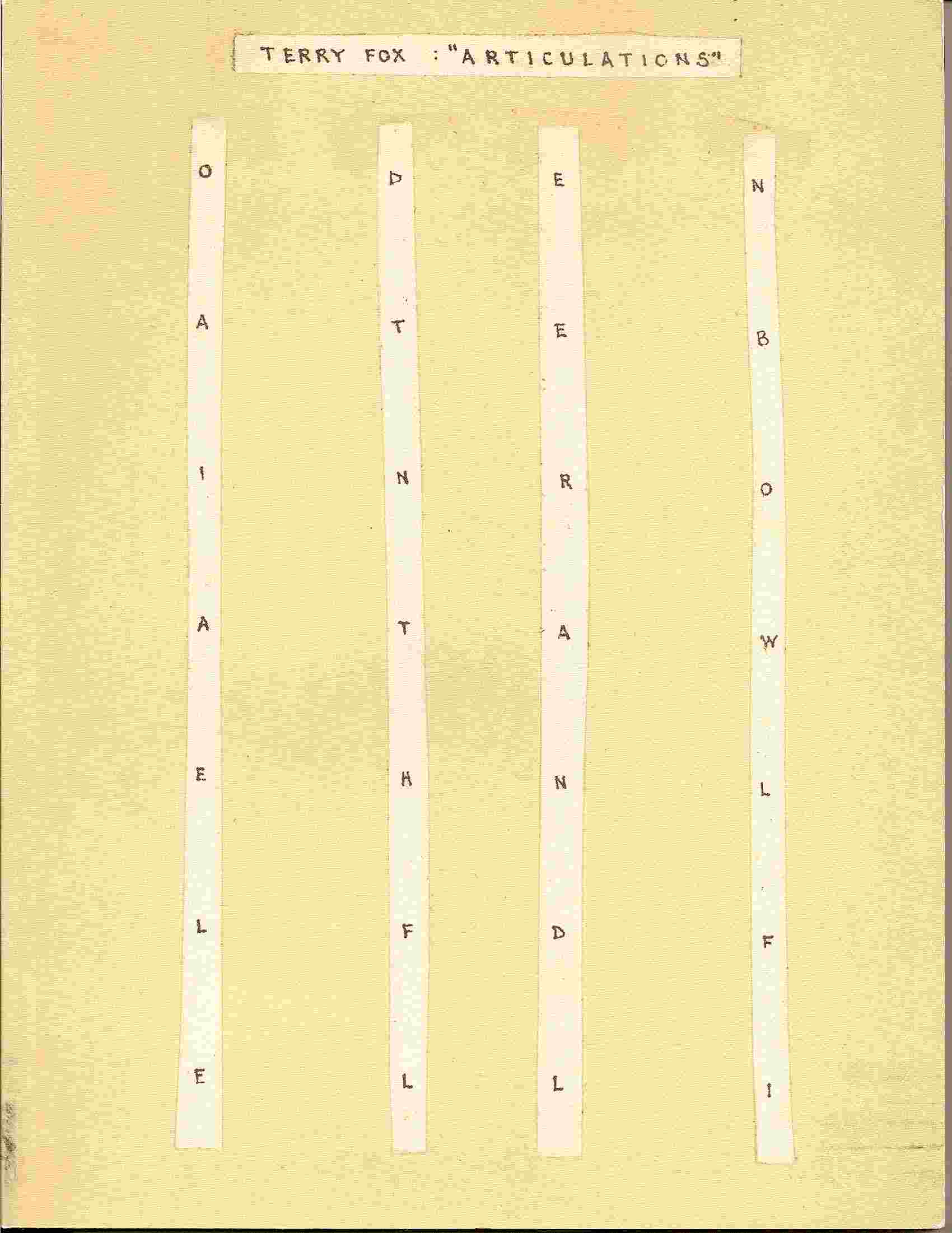 Image for TERRY FOX: "ARTICULATIONS"