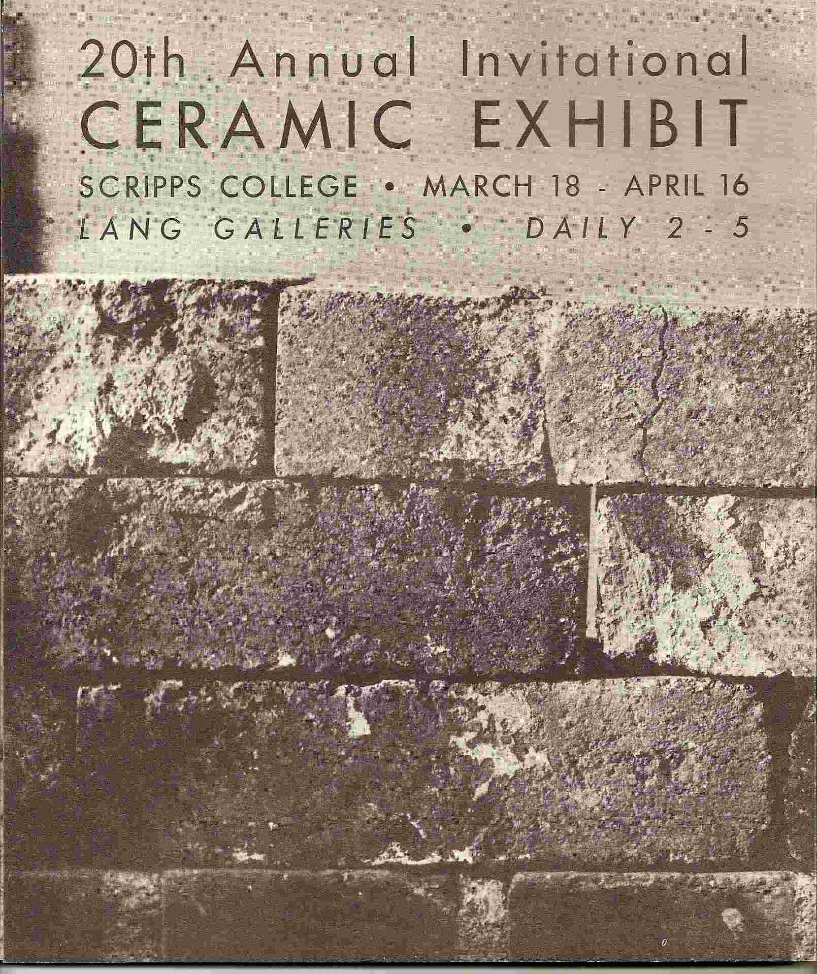 Image for SCRIPPS COLLEGE 20TH ANNUAL INVITATIONAL CERAMIC EXHIBITION: