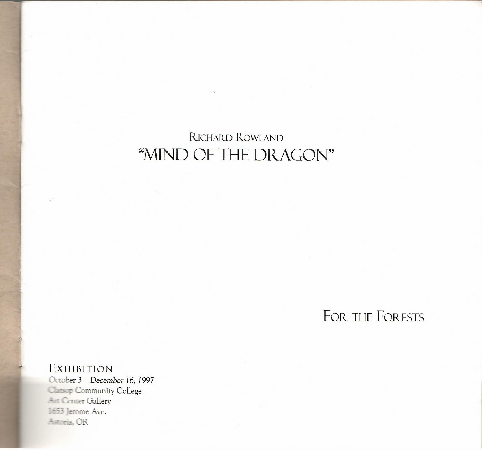Image for Exhibition Catalog October 3 - December 16, 1997; "MIND OF THE DRAGON"